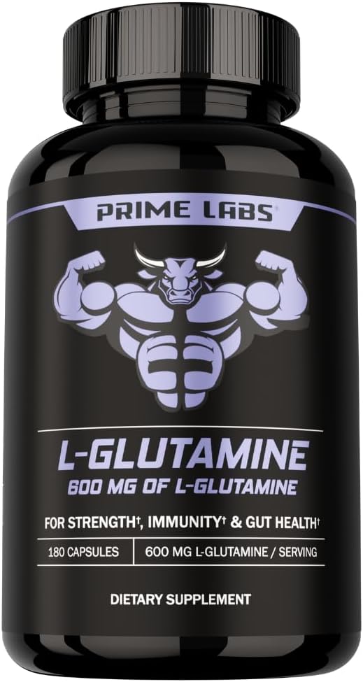 Premier Labs L Glutamine Capsules 600mg - Soutient la force, la récupération musculaire, l'immunité et la santé Gut - Supplément Acid Amino - pour les hommes et les femmes