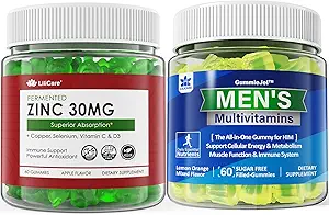 Gommies de zinc sans sucre 2 Pack + hommes Multivitamines Gommies 1 Pack