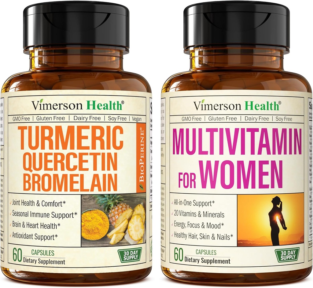 Quercetin avec Curcumine Bromelain & Turmeric & Multivitamine Complète pour les femmes