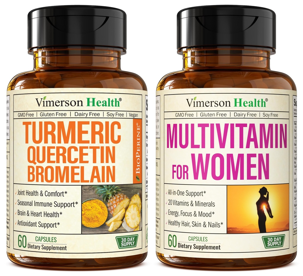 Quercetin avec Curcumine Bromelain & Turmeric & Multivitamine Complète pour les femmes