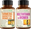 Quercetin avec Curcumine Bromelain & Turmeric & Multivitamine Complète pour les femmes
