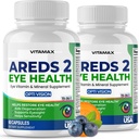 AREDS 2 Vitamines oculaires - Lutéine, Zeaxanthine, Bilberry, Astaxanthine Mineral Vision Supplement - Supporte la souche oculaire, les yeux secs, la pression et la santé de la vision - Fabriqué aux États-Unis - 120ct