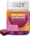 Le penseur de l'OLLIE Brainy Chews, Omega-3 ALA, Vitamines B6 & B12, Plus Extrait de gingembre thaïlandais pour le soutien de l'alerte, de la concentration et de la performance cognitive, végétarien, framboise, 20 comte