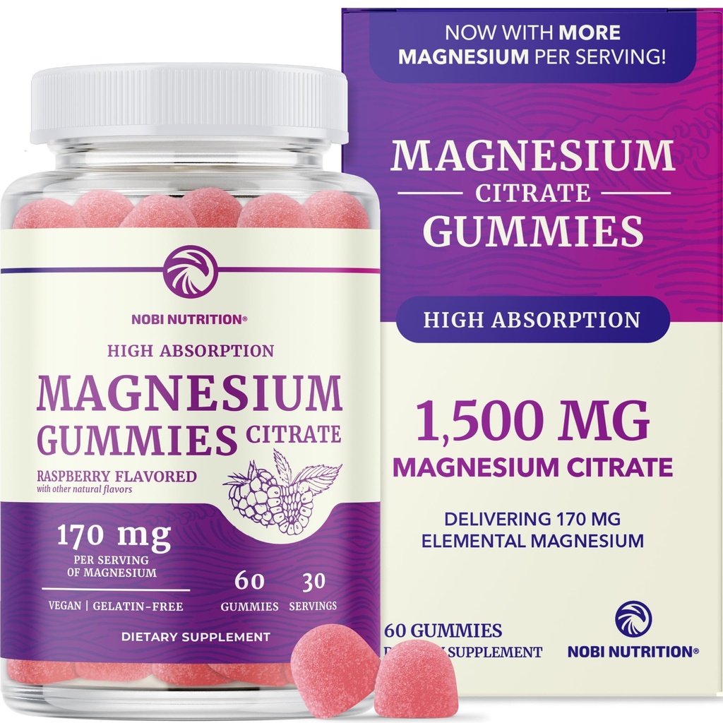 Magnésium Citrate Gummies (en anglais seulement) Extra Strength for Calm, Relaxation & Digestion (en anglais seulement) Haute absorption Magnésium Gummies pour adultes (en anglais seulement) Vegan, Non-GMO (en anglais seulement) Framboise Flavor Mag Gummy (en anglais seulement) 60 Ct, 1 mois