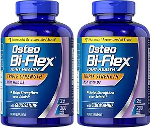 Osteo Bi-Flex Osteo Bi Supplément Glucosmine 1500 Mg Vitamine D 1000UI Comprimé(200Count), 200Count (paquet de 2)