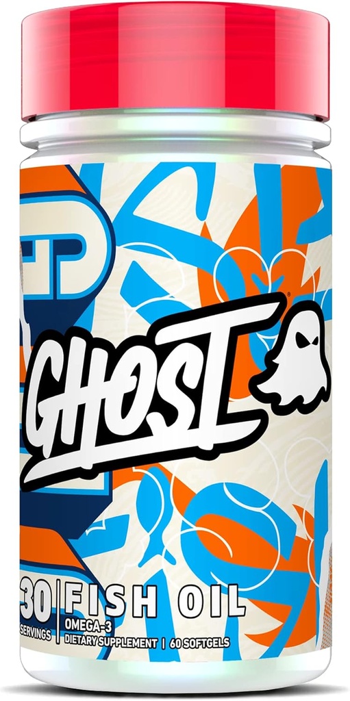 Supplément d'huile de poisson GHOST, 1400mg - 1100mg d'oméga 3 avec acides gras EPA & DHA - Suppléments d'huile de poisson pour le cœur, le cerveau et le soutien immunitaire - 60 Softgels, 30 portions