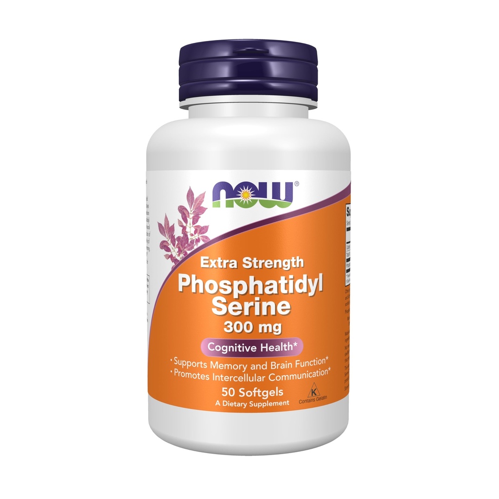 MAINTENANT Suppléments, Phosphatidyl Sérine 300 mg, Extra Strength, avec le composé phospholipidique dérivé de la lécithine de soja, 50 Softgels