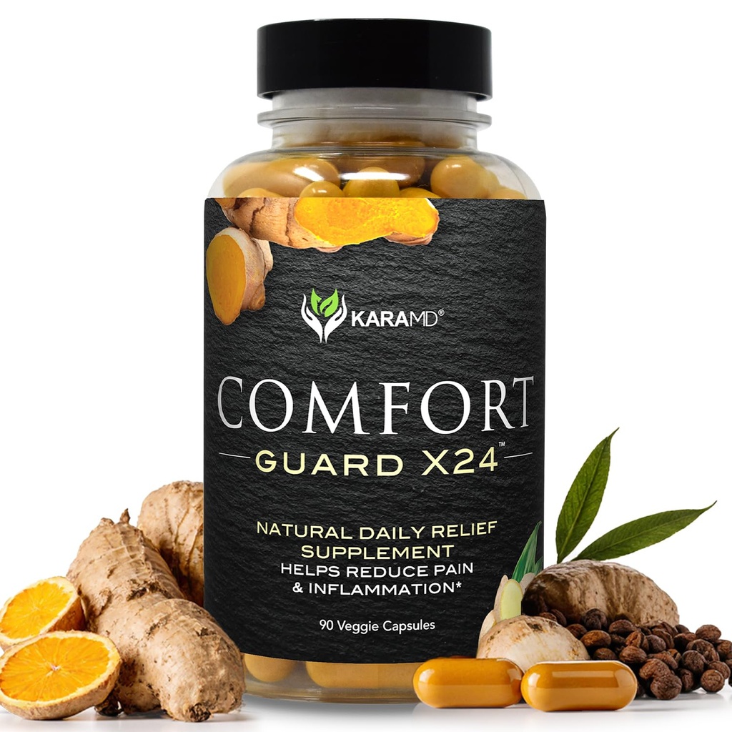 KaraMD Comfort Guard X24.com Supplément de soutien aux articulations et au mouvement.com Curcumin, Boswellia et Ginger.