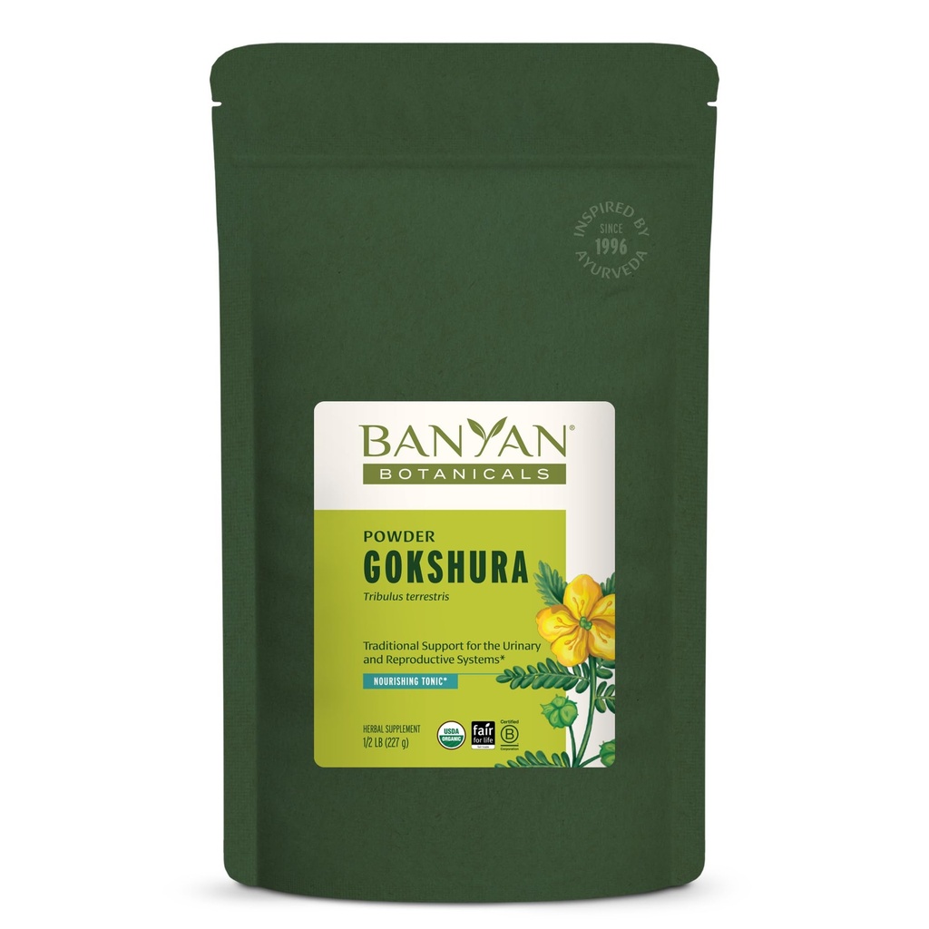Banyan Botanicals Gokshura Powder – Organic Gokshura Fruit (Tribulus Terrestris) Powder – Men's Vitality Supplement – Supports Urinary Health* – ½ lb. – Non-GMO Sustainably Sourced Vegan