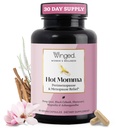 Winged Wellness Hot Momma Ménopause Suppléments pour femmes - Hormone-Free Ménopause Relief Support for Hot Flashes & Sweats Night with Chaste Tree Berry, Multivitamins & More - 60 Capsules Vegan