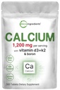 Micro ingrédients Calcium 1 200mg avec vitamine D3 et K2, 300 comprimés Suppléments de calcium pour les femmes et les hommes