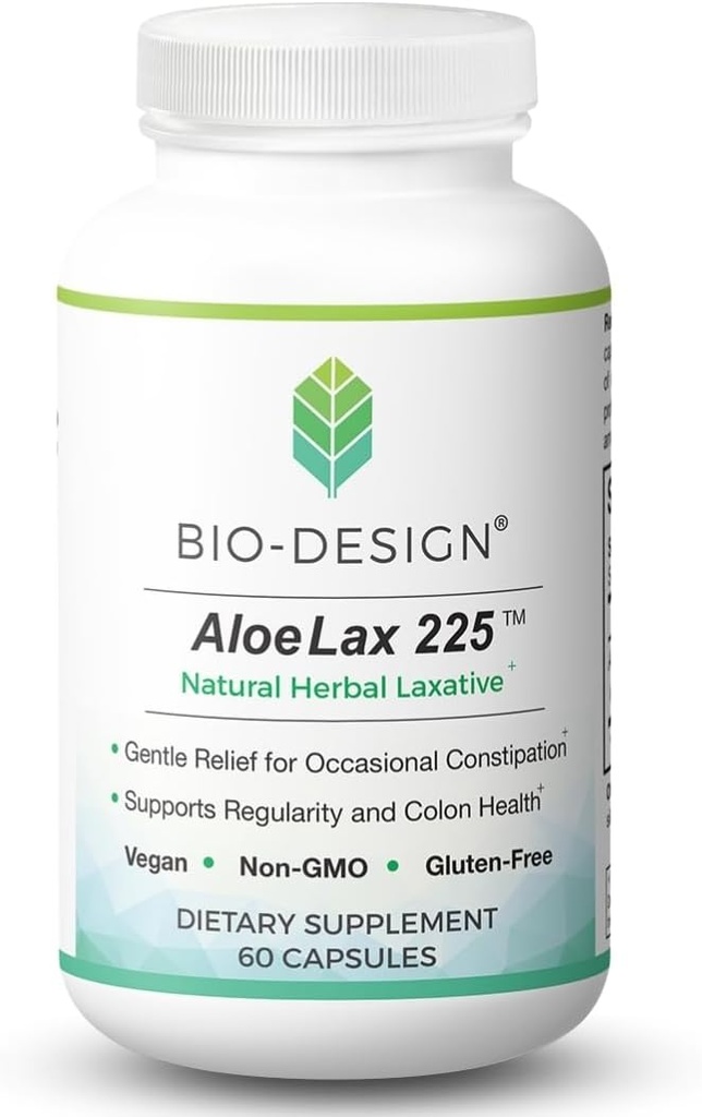 Aloe Lax 225 Laxatif naturel à base de plantes - Relief doux pour la constipation occasionnelle, le gaz, et le ballonnement avec 225 mg Aloe Ferox naturel - soutient Bowel Regularity & Colon Health - 60 capsules