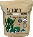 La poudre de chlorella biologique d'Anthony, 8 oz, non OGM, sans gluten, paroi de cellules brisées