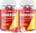 2000mg Supplément berbère Gommies - Berbère haute puissance avec Candy Ceylan cannelle, curcuma, magnésium, chrome - sans sucre, végétalien, non-OGM, sans gluten - Farine de pêche 60 Gommies - 2 Pack