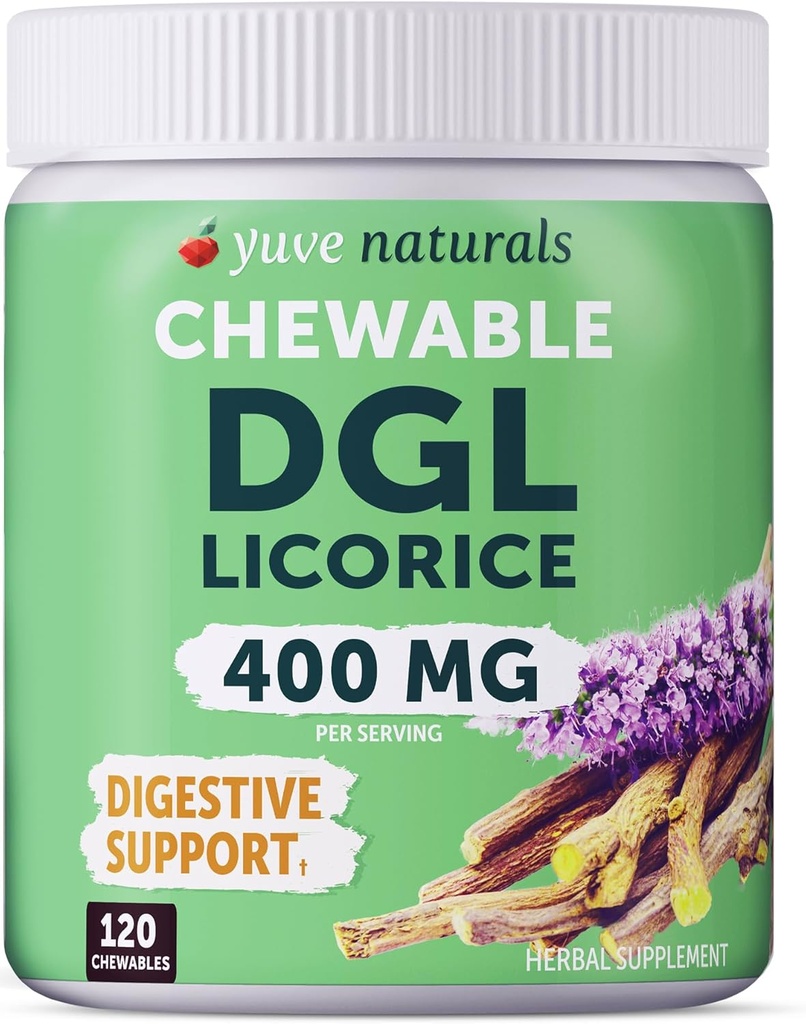 Comprimés de réglisse de la DGL à ultra-pure croustillante 4000 mg – Relief stomac, Gut et intestinal – Formule de reflux acide naturel – 10:1 Extrait de racine de réglisse déglycyrhizée – 120 croustilles