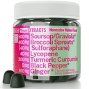 Sourop Graviola Curcumine Lycopène Brocoli Sprouts Sulforaphane Extract Gummies with Turmeric Curcumine Ginger Black Pepper, Sour Sop Guyabano Leaf Supplement, Chew Chew Chewable Pills Capsules Suppléments