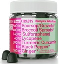 Sourop Graviola Curcumine Lycopène Brocoli Sprouts Sulforaphane Extract Gummies with Turmeric Curcumine Ginger Black Pepper, Sour Sop Guyabano Leaf Supplement, Chew Chew Chewable Pills Capsules Suppléments