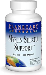 Herbals planétaires Myelin Support de gaine 820 mg, support du système nerveux à base de plantes, 180 comprimés