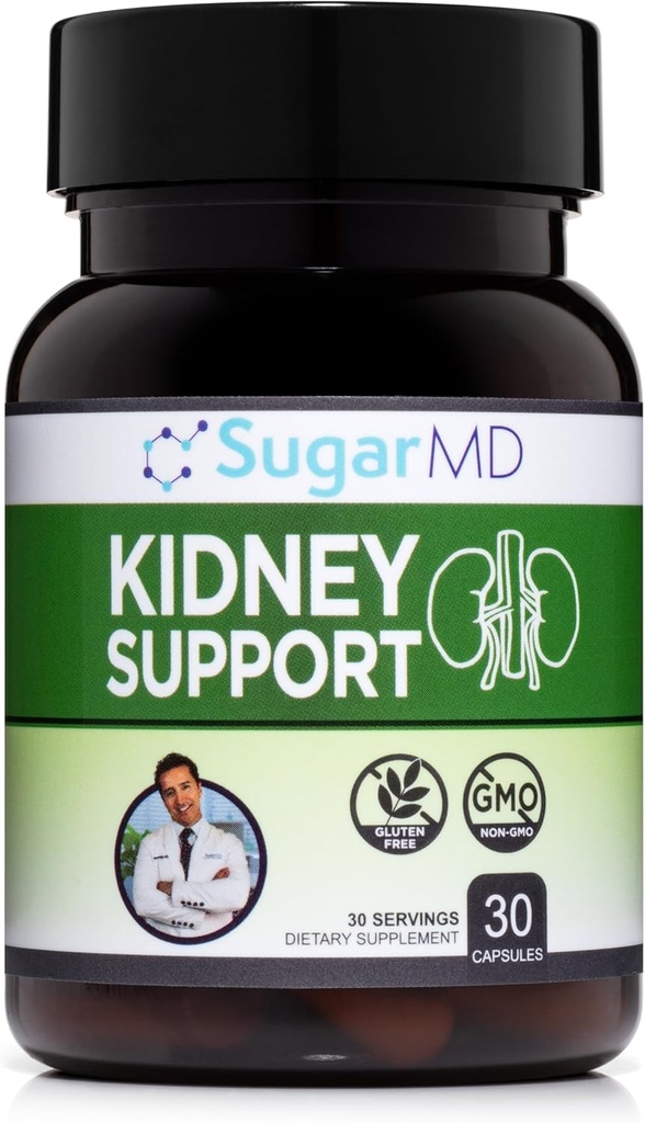 SugarMD Rein Support Formule 30 Capsules – Supplément de soutien du rein pour une fonction rénale saine – Suppléments sans OGM et sans gluten pour les hommes et les femmes – 30 jours d'approvisionnement)