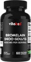 Supplément bromelain 1000mg par portion, 2400 GDU/g, enzymes protéolytiques, soutient la digestion des protéines, 60 Compte - Non-OGM et sans gluten