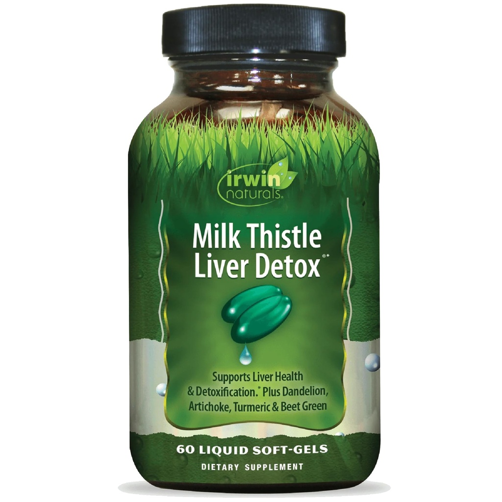 Irwin Naturals Milk Thistle Liver Detox - 60 Liquid Softgels - Supports Liver Health with Dandelion, Artichoke, Turmeric & Green Beet Root