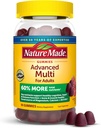 Gommies multivitamines avancées faites de la nature pour adultes, femmes et hommes Gommies multivitamines avec Citrate de magnésium, Calcium et vitamines B, soutien quotidien, 90 Gommies, 30 jours d'approvisionnement