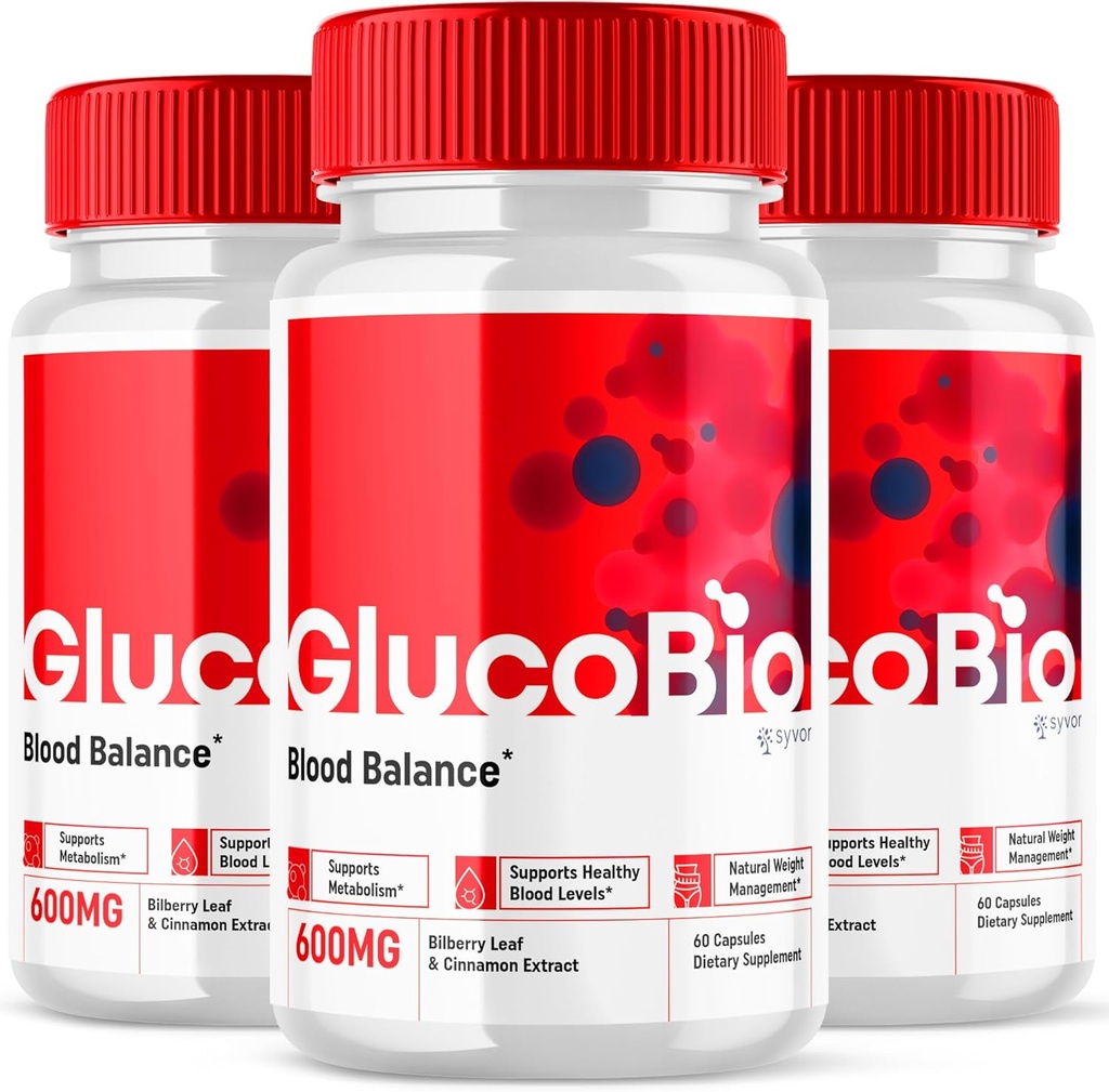 (3 packs) Glucobio Capsules, Gluco Bio Advanced Glyco Formule de soutien Pills, Glucobio Extra Strength Supplément, Glucobio Natural Ingredients Glycogen Support, Gluco Bio Glycogen Reviews (180 capsules)