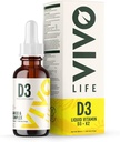 Vivo Life - Vitamine D3 K2, 50ml gouttes complexes liquides, 2000iu de D3, supplément santé végétalien pour les hommes et les femmes, 100 portions