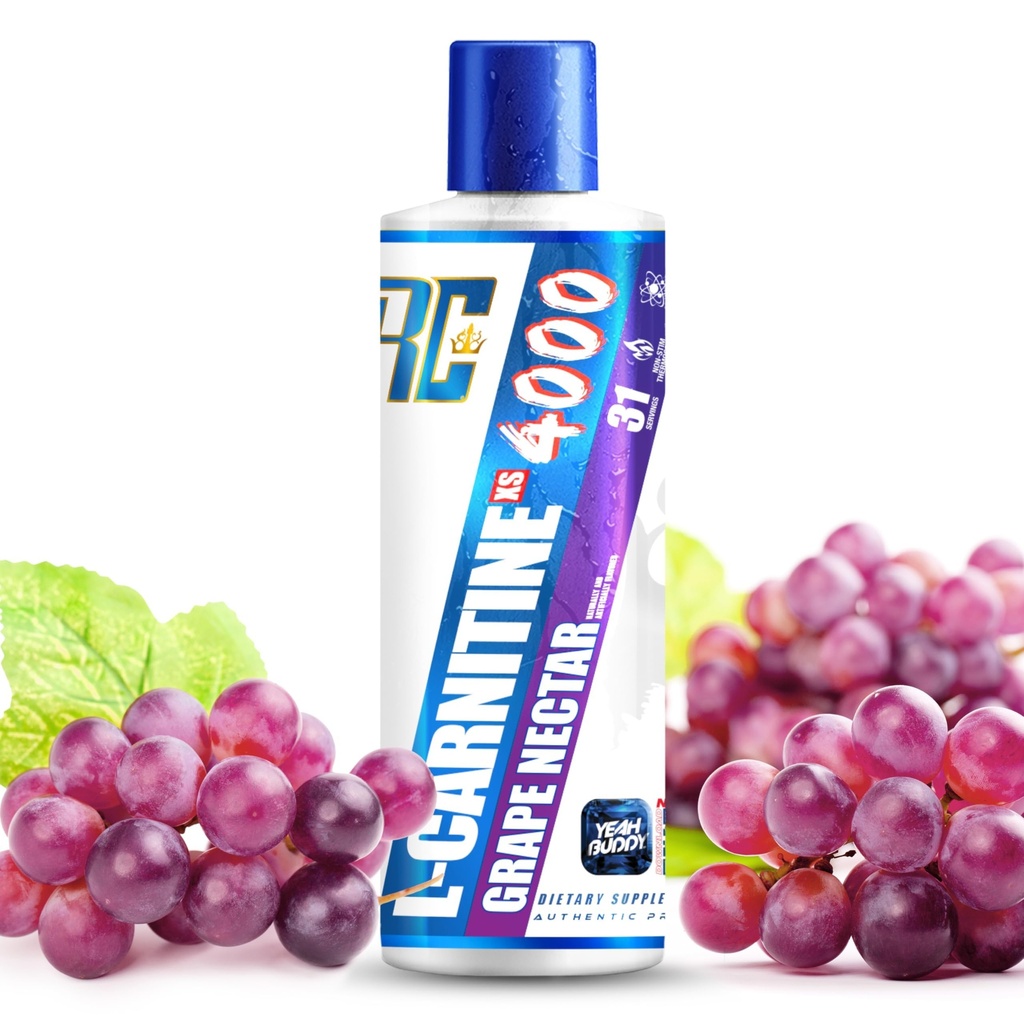 Ronnie Coleman Signature série L Carnitine XS 4000 liquide, sans stimulant, sans sucre, sans glucides, soutien musculaire maigre pour les hommes et les femmes, 16 oz (16 oz, nectar de raisin (4000))