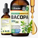 BIO KRAUTER Bacopa Monnieri gouttes - Suppléments Brahmi Soutien Cerveau - Suppléments Bacopa liquides - Sans alcool et sans sucre - Vegan 2 Fl.Oz.