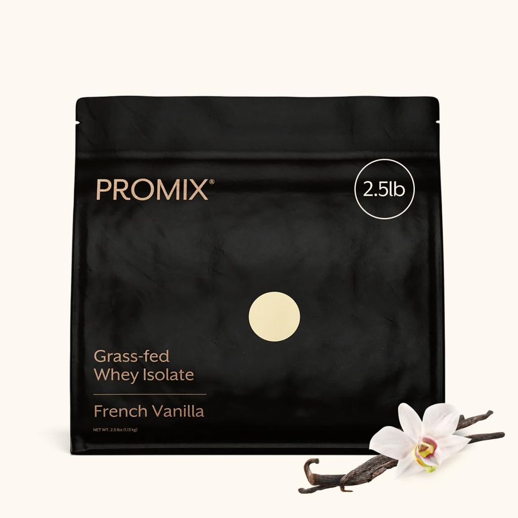 ProMix Nutrition Whey Protein Isolate Powder, Vanilla - Grass-Fed - Après l'entraînement Fitness & Nutrition Shakes, Smoothies, Cuisson & Recettes de cuisson - Sans gluten et Céto-Amis - 2.5 Livre (paquet de 1)