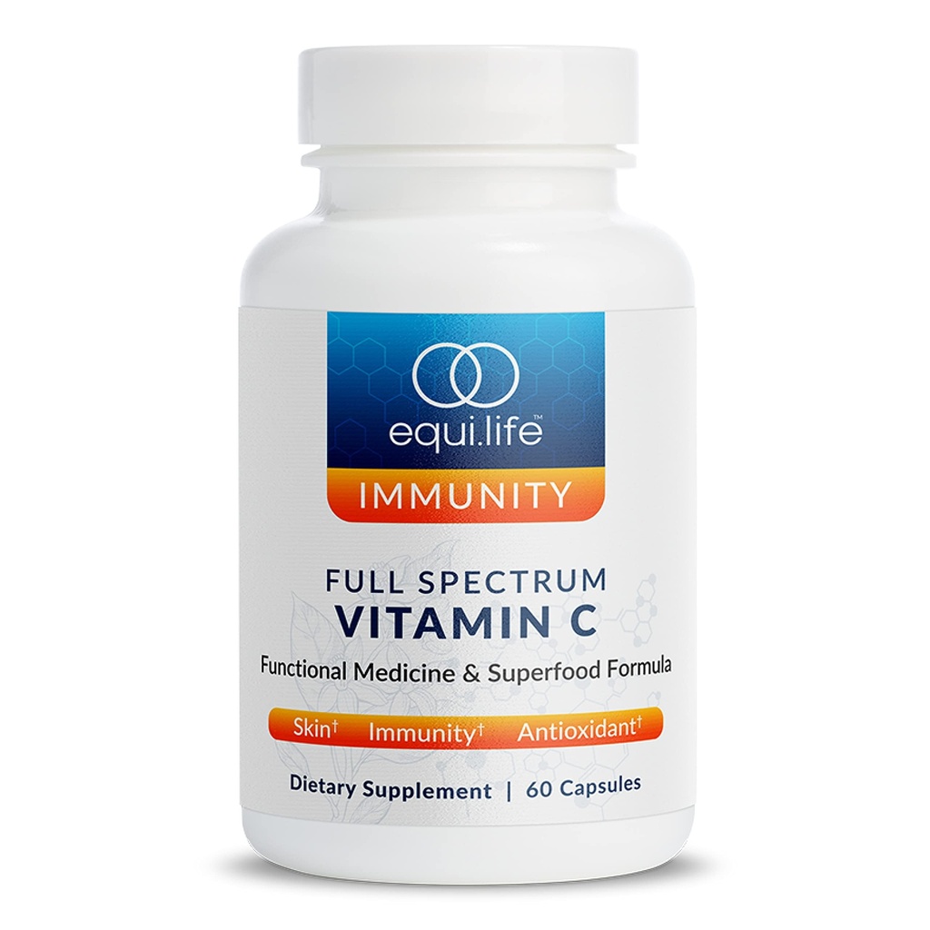 Equilife Supplément de vitamine C plein spectre avec Quercetin, Hibiscus et Rutin, formule antioxydante à base de plantes, sans gluten, sans soja et sans lait, sans OGM, facile à utiliser, 60 capsules