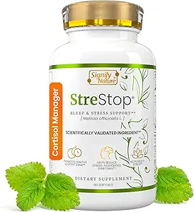 SIGNIFY NATURE StreStop – cortisol Manager – Suppléments de fatigue adrénale – cortisol Health – adrénal Cortex – Lemon Baume – Adrénal Restore - Sérotonin Booster
