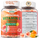 Vitamine liposomique C 1000mg Gommies pour les adultes - Vitamine C Chewable 1500mg avec 8mg Fer, Zinc et Elderberry - Immune Support, Supplément Immune Booster - pour l'énergie, Collagen Booster, 1pack sans sucre