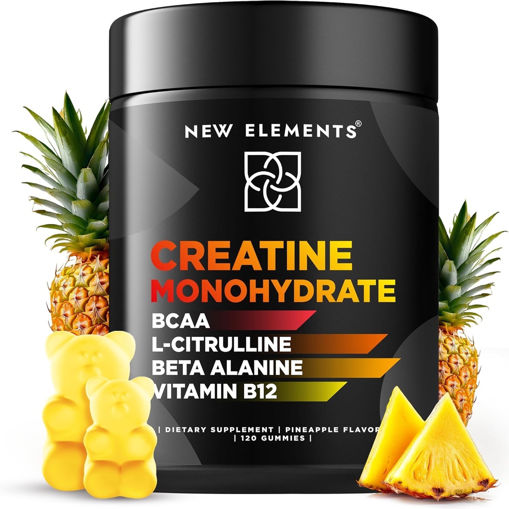 Monohydrate de créatine Gommies 5mg avec BCAA L-Citrulline Beta Alanine & Vitamine B12.