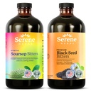 Serene Herbs Soursop Bitters Liquid & Black Seed Bundle – Ganabana à base de plantes organiques pour le soutien digestif et la santé immunitaire – végétalien, non OGM – 32 oz (16 oz chacun), 32 portions