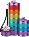 Organisateur de pilules de voyage en métal, boîte à pilules hebdomadaire étanche, grand conteneur portable en alliage d'aluminium, BPA gratuit 7 jours de médecine quotidienne Organisateur pour la vitamine, supplément, huile de poisson (7 Couleur)
