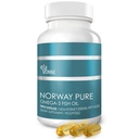 Norway Pure Omega-3 Huile de poisson Softgels 2.400mg (90ct) - 4X Concentré EPA & DHA, triple distillé, sans Burples, sauvage prise, peau et cheveux, articulations, santé cardiaque
