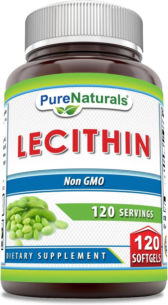 Pure Naturals Lecithin 1200 mg Softgels Supplement | High Potency | Non-GMO | Gluten Free (120 Count)