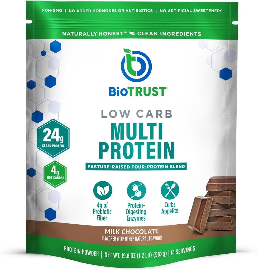 BioTrust Poudre de protéines à faible teneur en glucides – Delicious Whey & Casein Mix from Grass-Fed Hormone Free Coves – Non OGM, sans gluten (chocolat)