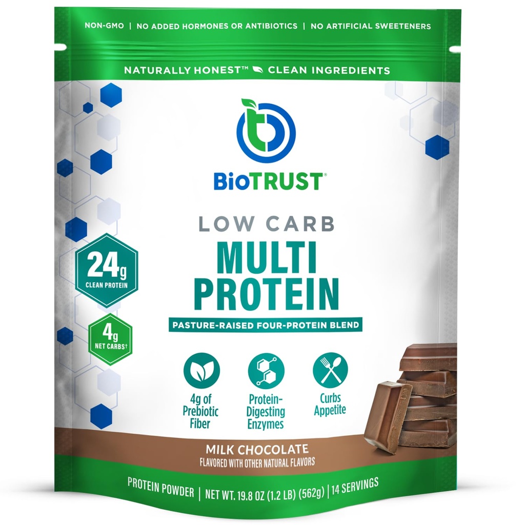 BioTrust Poudre de protéines à faible teneur en glucides – Delicious Whey & Casein Mix from Grass-Fed Hormone Free Coves – Non OGM, sans gluten (chocolat)