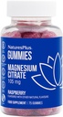NaturesPlus Gummies Citrate de magnésium - 75 Gummies, framboise - Aide à calmer l'esprit et le corps, soutient la densité osseuse - végétarien, sans gluten, non-OGM - 25 portions