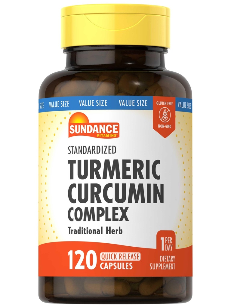 Sundance Turmeric Curcumin Complex (complexe de Curcumine) 120 Capsules avec extrait de poivre noir