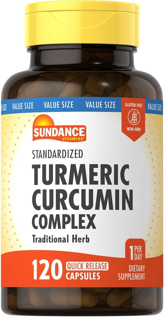 Sundance Turmeric Curcumin Complex (complexe de Curcumine) 120 Capsules avec extrait de poivre noir