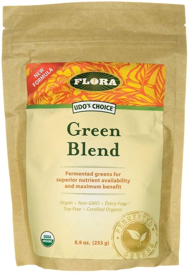Flore - Mélange vert - Offre une nutrition optimale - Caractéristiques Mélange d'herbe fermentée - avec orge, avoine, blé et alfalfa - bio, non OGM, végétalien et sans soja - 8,9 oz. Poudre