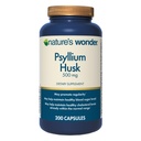 Wonder Nature Psyllium Husk 500 mg Capsules pour la santé digestive, fibre végétale, 200 Compte