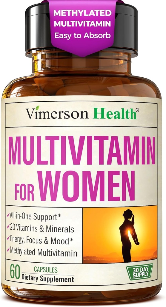 Multivitamine pour les femmes – Multivitamines et capsules multiminérales de femmes méthylées avec vitamine B12, A, D, C, Zinc, Magnésium et plus pour un soutien quotidien complet – Vitamines biodisponibles fiables pour les femmes
