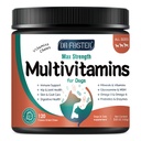 Multivitamine de chien avec Glucosamine, Omega 3, Minéraux, Probiotiques et Enzymes, Vitamines de chien et suppléments pour le soin des articulations, de la peau et du manteau, la santé digestive et immunitaire, l'arôme de poulet - 120 Chews