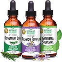 Botanic Choice Passion Flower, Rosemary Leaf, & Gymnema Sylvestre Extraits Bundle – Kit de bien-être global quotidien pour le bien-être général (1 fl. Oz. chaque)