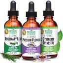 Botanic Choice Passion Flower, Rosemary Leaf, & Gymnema Sylvestre Extraits Bundle – Kit de bien-être global quotidien pour le bien-être général (1 fl. Oz. chaque)